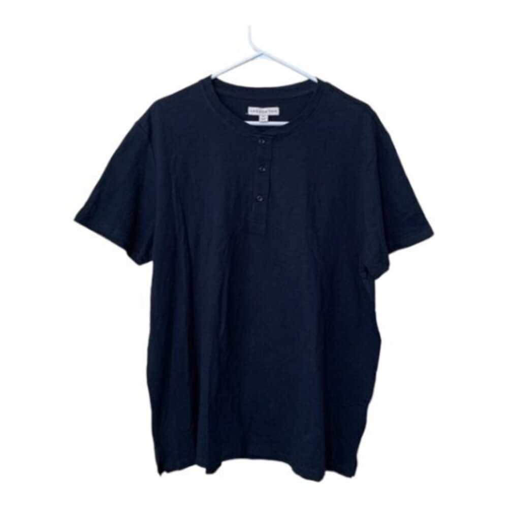 Men's And Now This Navy Blue Henley Casual Short Sleeve Shirt Size XXL EUC #0170